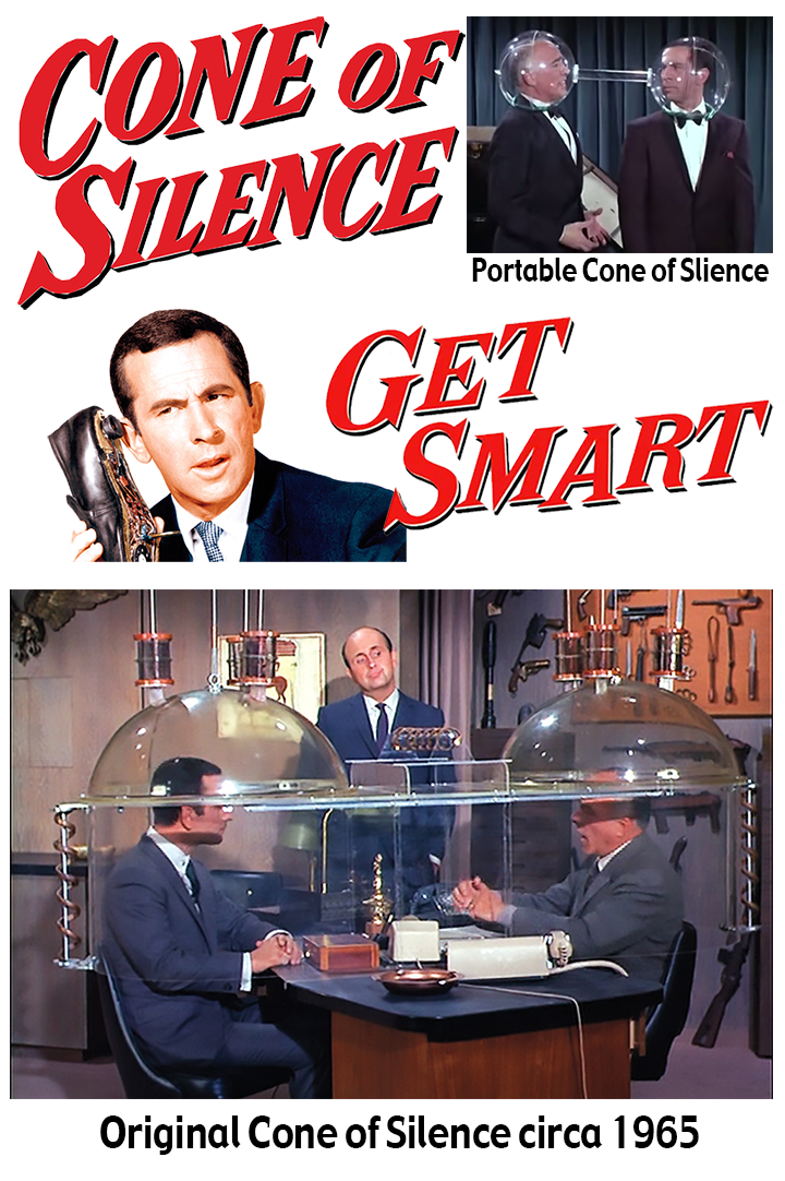 Guests comfortably conversing under Cone of Silence fixtures in a lively cafeteria setting.
